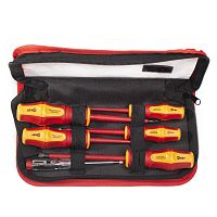 Набор диэлектрических отверток VDE из стали S2, с профилями шлиц и крест, 6 шт. Профи НИО-06-S (КВТ) | код 87129 | КВТ