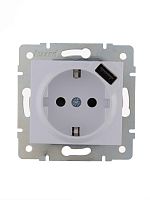 Механизм розетки 1-м СП KARINA 16А с з/к + USB разъем бел. LEZARD 707-0288-181