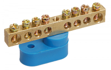 Шина заземления PE с одним угловым изолятором, ШНИ-6х9-6-У1-Ж, цвет изолятора: желтый (10 шт.) | код YNN10-69-6C1-K05 | IEK