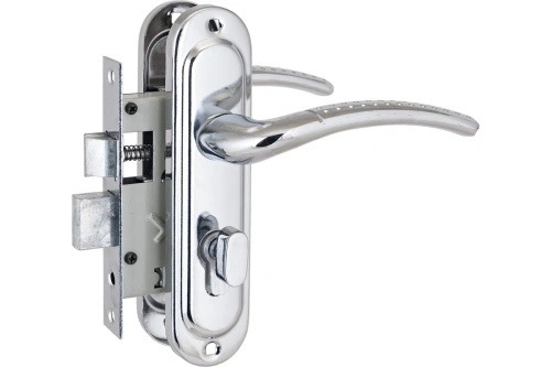 Замок врезной с ручками для деревянных дверей, СТАНДАРТ 132/50B вертушка CP хром | код 4857 | ПТК Компания