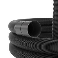 Двустенная труба ПНД гибкая дренажная д.125мм, SN6, перфорация 360 град., в бухте 40м, цвет черный | код 140912A | DKC