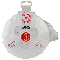 Удлинитель UR-3-3m-W (белый) 3х3м рулетка без заземл. ПВС 2х0.75 ЭРА Б0019038