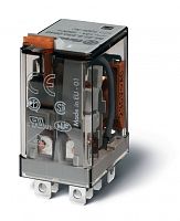 Миниатюрное силовое электромеханическое реле, монтаж в розетку или наконечники Faston (4.8х0.5мм), 2CO 12A, контакты AgNi, катушка 12В АC, степень защиты RTI, опции: кнопка тест + LED | код 563280120050 | FINDER