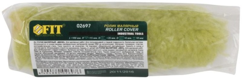 Ролик полиакриловый сменный ''мини'' зеленый, диаметр 15/35 мм, ворс 10 мм, 100 мм | код 2697 | FIT фото 3