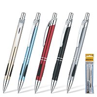 Ручка бизнес-класса шариковая BRAUBERG Minister, корпус ассорти, резиновые вставки, узел 1 мм, линия письма 0,7 мм, синяя, 141437 | код 141437 | BRAUBERG