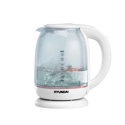 Чайник электрический Hyundai HYK-S3808 1.7л. 2200Вт белый корпус: стекло | код 1638321 | HYUNDAI