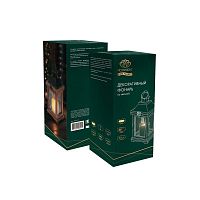 Декоративный фонарь со свечкой корпус из дерева размер 14х14х35cм цвет теплый белый | код 513-075 | Neon-Night