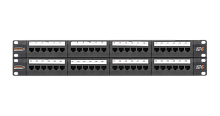 Панель коммутационная NIKOMAX 19, 2U, 48 портов, Кат.6 (Класс E), 250МГц, RJ45/8P8C, 110/KRONE, T568A/B, неэкранированная, с органайзерами, черная | код NMC-RP48UE2-2U-BK | NIKOMAX