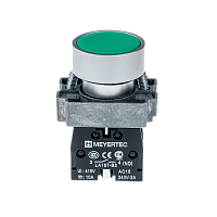 Кнопка плоская, зеленая, 1NO, металл MTB2-BAZ113 | код 54245| MEYERTEC