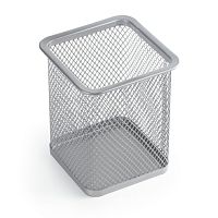 Подставка-органайзер BRAUBERG Germanium, металлическая, квадратное основание, 98х80х80 мм, серебристая, 231939 | код 231939 | BRAUBERG