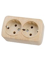 Розетка двойная 2П+3 открытой установки IP20 16А, сосна Дача Народная | код SQ1824-0040 | TDM НАРОДНЫЙ