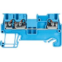 Проходная клемма, 3 точки подключения, тип фиксации провода: push-in, номинальное сечение: 1,5 мм кв., 17,5A, 500V, ширина: 3,5 мм, цвет: синий, тип монтажа: DIN 35 | код 56.202.5055.6 | Wieland