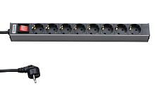 Блок розеток 8-м 16А SHT19-8SH-S-2.5EU горизонт. с выкл. шнур 2.5м