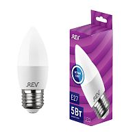 Лампа светодиодная 5Вт C37 свеча 4000К нейтр. бел. E27 420лм 180-240В | код 32274 | REV