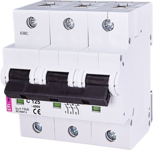 Автоматический выключатель ETIMAT 10 3p C 125А (15 kA) | код 002135733 | ETI