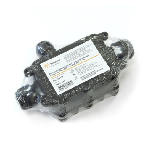 Распределительная коробка с откидной крышкой 3-вводная IP68 ПА66 40А 450В d3,5-12 мм 131х80х37 | код PR08.13152 | Промрукав фото 3