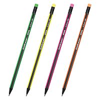 Карандаш чернографитный ERICH KRAUSE. 1шт.. Vivo. HB. черное дерево. с резинкой. корпус ассорти. заточенный. 45623 | код 180931 | ERICH KRAUSE