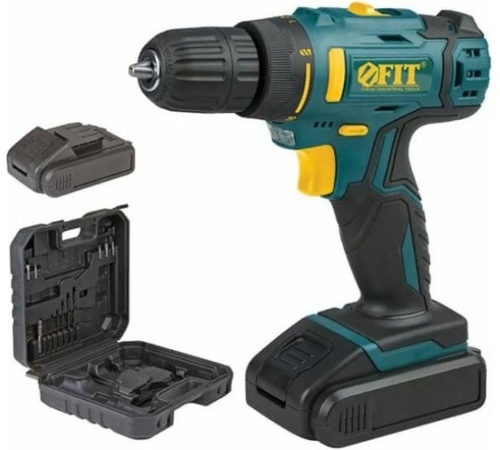 Дрель-Шуруповерт акк. 18.0 В, 0-400/1450 об/мин, 29.0 Нм, 2 (Li-Ion) 1.3 Ач, 1.5 ч., рез. накл., кейс | код 80189 | FIT Дрель-Шуруповерт акк. 18.0 В, 0-400/1450 об/мин, 29.0 Нм, 2 (Li-Ion) 1.3 Ач, 1.5 ч., рез. накл., кейс | код 80189 | FIT