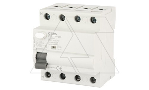 УЗО GYL9-4P-25A-30mA, 4P, 25A, 6 kA, 30mA, тип AC, 4M | код GYL94P25A30MA | GEYA УЗО GYL9-4P-25A-30mA, 4P, 25A, 6 kA, 30mA, тип AC, 4M | код GYL94P25A30MA | GEYA