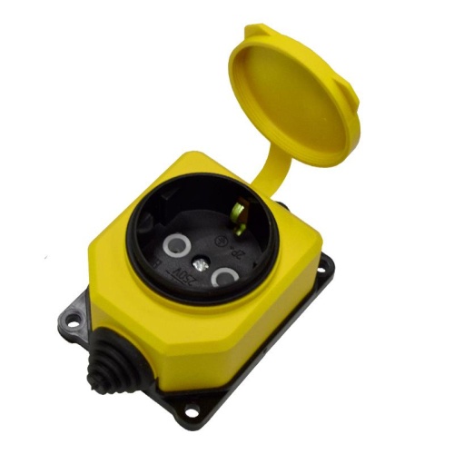 Розетка настенная 1ф с заглушкой компакт каучук желт. Universal 3085 фото 2