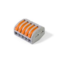 Клемма WAGO 222-415 (5Х2,5мм2 с рычажком), универсальные, без контактной пасты | код 87770 | WAGO