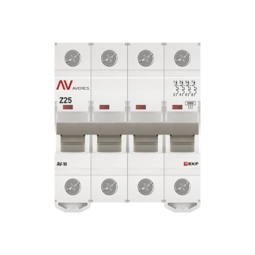 Выключатель автоматический AV-10 4P 25A (Z) 10kA EKF AVERES | код mcb10-4-25Z-av | EKF фото 5