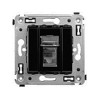 Компьютерная розетка RJ-45 в стену, кат.6 одинарная,Avanti, Черный квадрат | код 4402293 | DKC