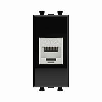 Компьютерная розетка RJ-45 без шторки модульная, кат.6А экранированная, Avanti, Черный квадрат, 1 модуль | код 4402771 | DKC