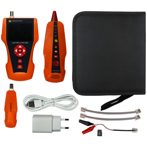 Кабельный тестер с измерением длины, трассировкой кабельных линий и определением POE, 1 ответная часть | код LAN-PRO-L/TPK-POE | LANMASTER
