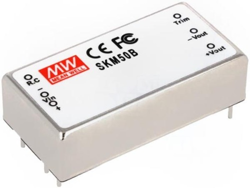 Источник питания DC-DC, 50Вт, вход 18…36B, выход 15В/0.33…3.33А, рег. вых -20…+10%Uном, вход вкл/выкл, изоляция 1500В DC, в корпусе 50.8х25.4х13.7мм, -40С…+75С | код SKM50B-15 | MeanWell