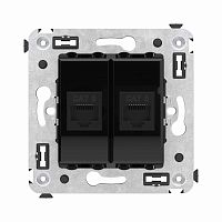 Компьютерная розетка RJ-45 без шторки в стену, кат.6 двойная, Avanti, Черный квадрат | код 4402694 | DKC
