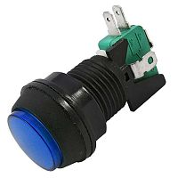 Кнопка GMSI круглая RUICHI 7B-C с LED подсветкой 12 В, 5 А, 30 мОм, 250 В, no-nc+nc-no, синяя | код 79588 | Ruichi