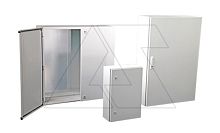 Щит DM моноблочный 800x600x300мм (ВxШxГ) с монтажной панелью однодверный, замок язычковый 2шт, без настенного крепежа (арт.971-200), RAL7035, IP66 | код DM226-830 | Tekpan