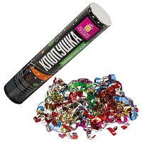 Хлопушка пневматическая ЗОЛОТАЯ СКАЗКА 20 см, фольга, серпантин/конфетти, ассорти | код 591472 | ЗОЛОТАЯ СКАЗКА