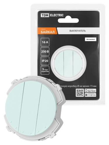 Выключатель 3-кл. 16А 250В проходной фисташковый, Байкал TDM | код SQ1819-0136 | TDM