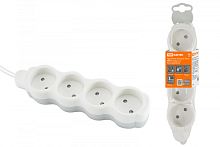 Удлинитель бытовой Люкс УЛ4 4 гнезда, 1,5м, б/з, с з/ш, ПВС 2х0,75 мм2 10А/250В бело-серый TDM | код SQ1303-0226 | TDM