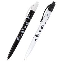 Ручка шариковая масляная автоматическая BRAUBERG BLACK&WHITE Coffee, СИНЯЯ, узел 0,7 мм, линия письма 0,35 мм, 142659 | код 142659 | BRAUBERG