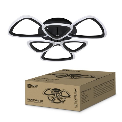 Светильник светодиодный ELEGANT SANSA-90В 90Вт 230В 3000-4000-6500К 7000лм 650х650х130мм с пультом ДУ | код 4690612035376 | IN HOME