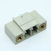 Вилочный разъем, вертикальный, на плату, с монтажными фланцами, шаг 3,81 мм, 2 полюса, фиксация на плате пайкой, 250V, 8А, без маркировки, цвет: серый, серия 8813 S GF | код 25.626.3253.0 | Wieland