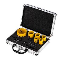 Набор коронок Bimetal (20, 22, 25, 30, 35, 60), 11 предметов, металлический кейс KRANZ | код KR-92-0201-1 | KRANZ