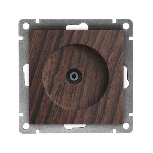 Розетка телевизионная одноместная Афина, с/у, тупиковая, 75Ом, ч/д 4-2400Мгц, венге (еврослот) | код A0027-V | Universal