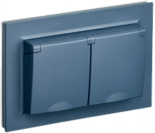 BRITE Розетка 2-местная с заземлением с защитными шторками и крышкой 16А в сборе IP44 РСбш12-3-44-БрМ маренго IEK | код BR-R26-16-44-K35-F | IEK