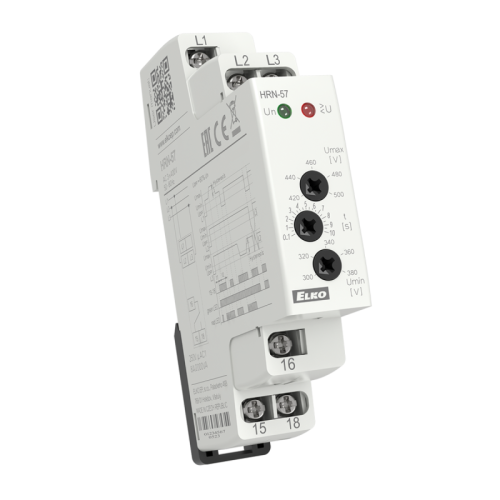 Реле напряжения, контролирует повыш./пониж. напряжение в 3-фазовых сетях, последовательность фаз, 3x400V (без нейтраля) HRN-57 | код 7514 standard | Elko ep