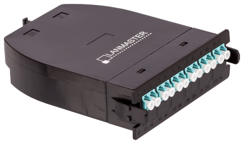 MPO кассета OM3, 12xLC, тип B, низкие потери, черная | код LAN-MCSB-1M-12LC/OM3 | LANMASTER