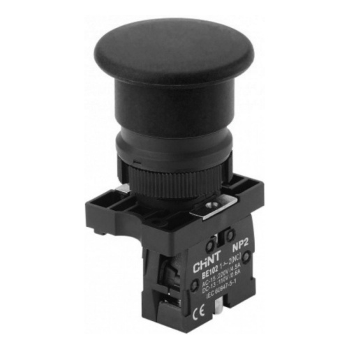 Кнопка управления Грибок ?40мм самовозв. NP2-EC12 без подсветки, белая 1НЗ, IP40 (R) | код 576002 | CHINT