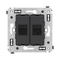 Компьютерная розетка RJ-45 без шторки в стену, кат.5е двойная, Avanti, Черный матовый | код 4412664 | DKC