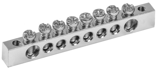 Шина PEN "земля-ноль" 6х9мм 8/2 с никелевым покрытием (8групп/крепеж по краям) | код YNN11-08-100-N | IEK Шина PEN "земля-ноль" 6х9мм 8/2 с никелевым покрытием (8групп/крепеж по краям) | код YNN11-08-100-N | IEK