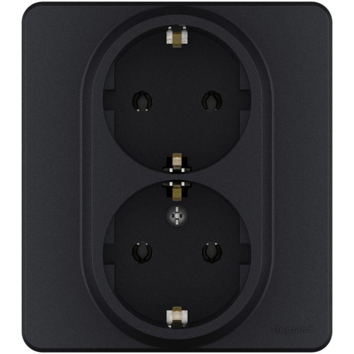 Розетка 2 x 2К+З немецкий стандарт 16 А 250 В~ INSPIRIA антрацит | код 673753 | Legrand Розетка 2 x 2К+З немецкий стандарт 16 А 250 В~ INSPIRIA антрацит | код 673753 | Legrand