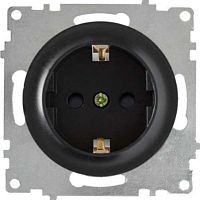 Механизм розетки 1-м СП Florence 16А IP20 с заземл. винт. контакты защ. шторки черн. 1E10101303 OneKeyElectro 2172810