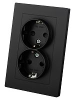 Розетка двойная 2П+З 16А 250В с защ. шт. черная Сенеж TDM | код SQ1816-0277 | TDM